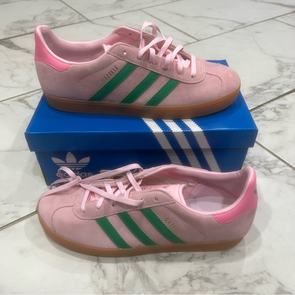 Adidas Gazelle Clear Pink Court Green GS Shoes JP7128 NEW Multi Size
